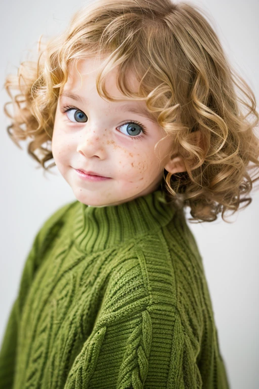 3 blonde with curly hair and green eyes with freckles