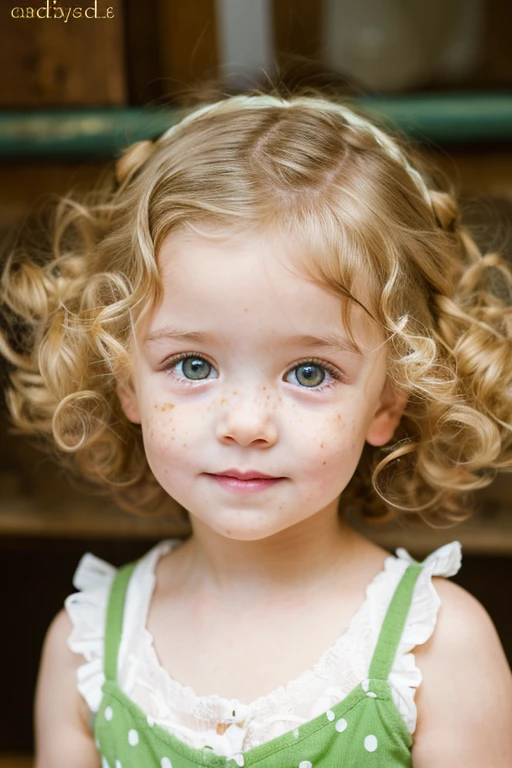 3 blonde with curly hair and green eyes with freckles