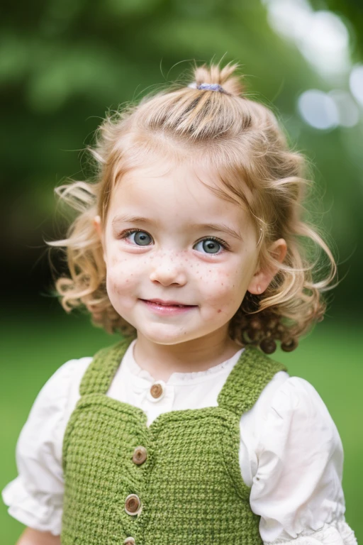 3   blonde with curly hair and green eyes with freckles