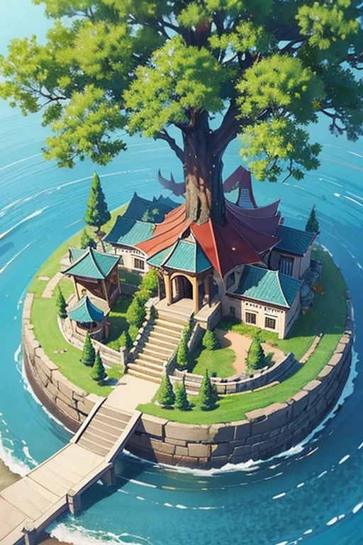fantasy world, estilo isekai de anime, zona de comercio en la playa, estilo pixel art