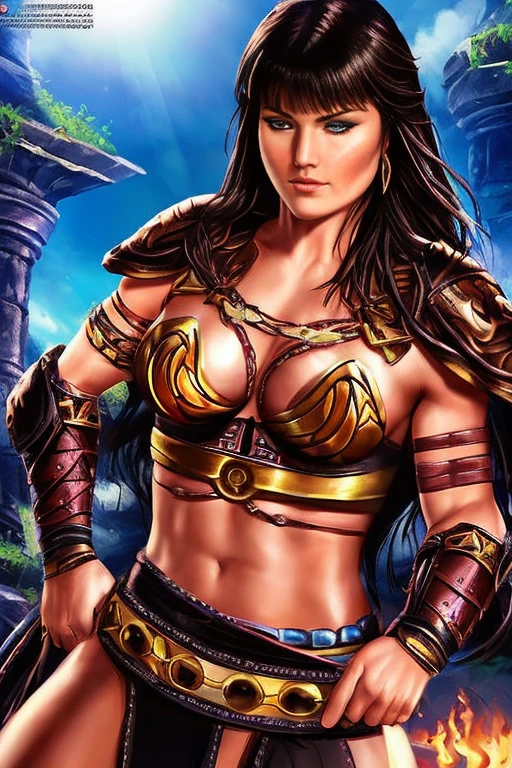 there is a woman with tattoos on her body and in a bikini, in style of pintura digital, portrait of a barbarian woman, viking feminino, portrait of a barbarian woman, uma guerreira loira sexy, sultry pintura digital, barbarian warrior woman, pouco detalhado. pintura digital, pintura digital - n 5, Ultra detalhe. pintura digital, style pintura digital, mulher meio elfa