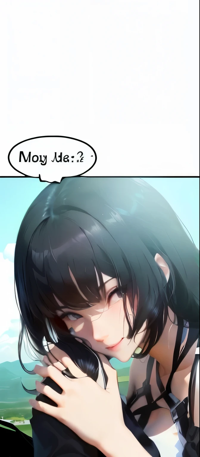 Cartoon image of a girl hugging her boyfriend in the air, really real, Tower of God, He om, sugar, Teasing smile, Intense sunlight, web you, Manha, From the girls' front line, real!!, Handsome girl, bite her lip, very real, 2 b, 2b, very very real, No user interface