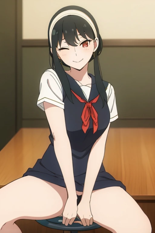(masterpiece, highest quality: 1.2), alone, 1 girl, alone, panties,,black,string panties,Sailor suit,your heather, smile, Mouth closed, View audience, Long black hair, head band, Earrings, Big Breasts, Medium Waist, Medium Hips, wide thighs, Embarrassing, charm, smiling with her Mouth closed, Good move....., Excellent anatomy,panties,Browsing Caution,classroom,,Sailor suit,,(((pantiesの中に手を入れて))), (( Masturbating by touching the vagina with your fingers)), love juice spilling on the floor, liquid splashing from girl'Between the legs,whole body,Browsing Caution,Sitting at a desk,love juice spilling on the floor, liquid splashing from girl'Between the legs,