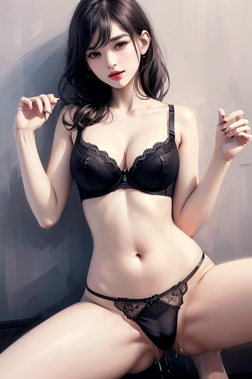 1 girl,((Sexual pose:1.5))、((Panties:1.5))、((bra:1.5))、((Spread your legs upwards:1.5))