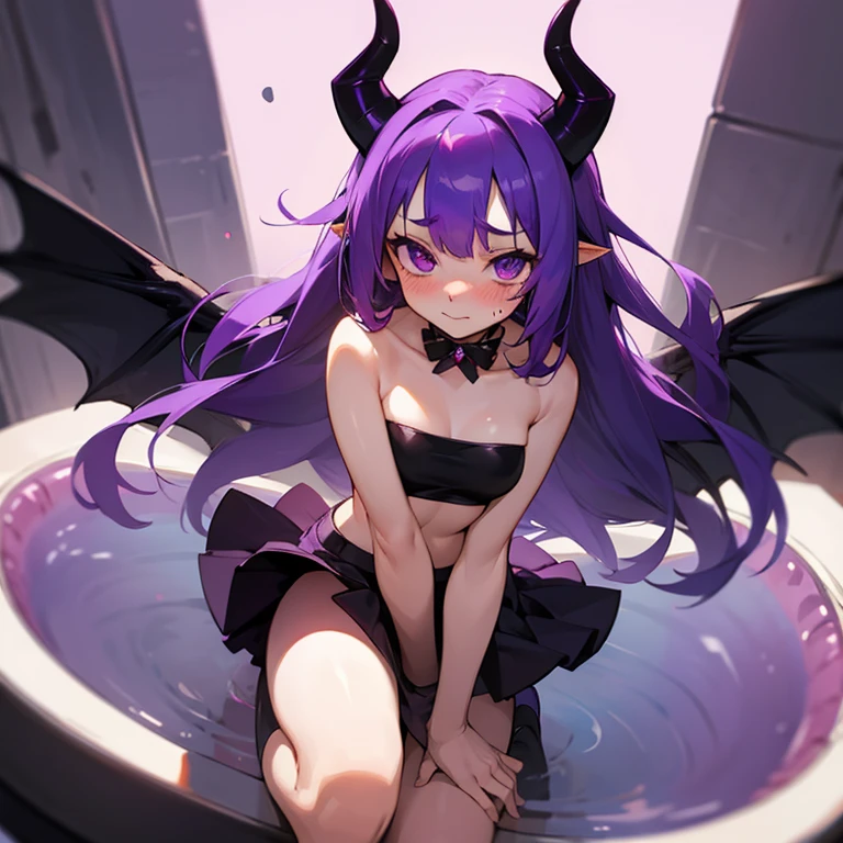 1girl, (grey skin, purple skin:1.4), dark skin, (oni, oni horns), sitting, relaxed, demon girl, (long black hair, cute hairstyle, messy hair), lots of hair, (large eyes, glowing eyes, purple eyes), (slit pupils), lithe, thin, sinuous, (toned body, strong, fit), sweaty, sweat, wild, lewd, sadistic expression, evil grin, cruel, small hands, small feet, iron collar, iron shackles, aroused, feral, full body, dynamic, (inhuman, femdom), bangles, exotic, fantasy species, sorceress dress, sexy one-piece, silk, (fangs), (medieval fantasy, cozy home, comfortable room, indoors, late night, night:1.4, warm atmosphere, luxurious hearth, deep shadows, rich wood, adventurer's home), (best quality:1.2, sharp clarity, great skin detail, photorealistic, detailed features, magical realism), analog style, raw photograph, feet, toes, barefoot, from below, FanInt, 0n1, herzhax, short eyebrows, pickle eyebrows, cut3h0rnstyl3, fantasy, tree, Medieval fantasy world, Moonlight at night, Night scene