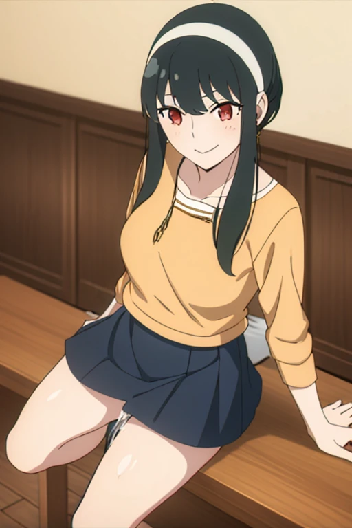 (masterpiece, highest quality: 1.2), alone, 1 girl, alone, panties，，blush，Sailor suit，blazer，your heather, smile, Mouth closed, View your viewers, Long black hair, head band,  Earrings, Big Breasts, Medium Waist, Medium Hips, wide thighs, Embarrassing, Charm, smiling with her Mouth closed, Good move.., Excellent anatomy,panties，classroom，，Sailor suit，blazer，skirt， (((skirtめくり, I can see your pants)))，squat，squat，squat，Spread your legs，