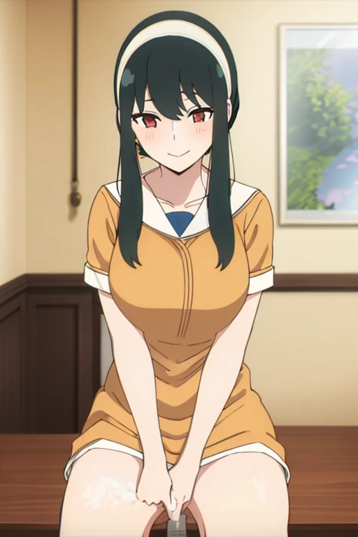 (masterpiece, highest quality: 1.2), alone, 1 girl, alone, panties，，black，string panties，Sailor suit，your heather, smile, Mouth closed, View audience, Long black hair, head band, Earrings, Big Breasts, Medium Waist, Medium Hips, wide thighs, Embarrassing, charm, smiling with her Mouth closed, Good move....., Excellent anatomy,panties，Browsing Caution，classroom，，Sailor suit，,(((pantiesの中に手を入れて))), (( Masturbating by touching the vagina with your fingers)), love juice spilling on the floor, liquid splashing from girl&#39;Between the legs，whole body，Browsing Caution，Sitting at a desk，love juice spilling on the floor, liquid splashing from girl&#39;Between the legs，