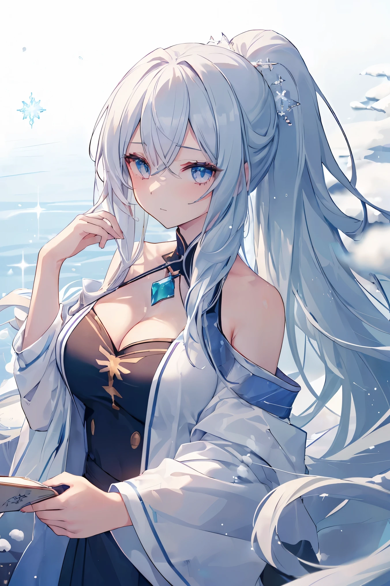 {((anime, op art, Depth of written boundary, Motion Blur, Shining Light, 超High resolution, retina, masterpiece, Accurate, Anatomically correct, Textured skin, Super Detail, Attention to detail, high quality, Awards, 最high quality, High resolution, 16k))} . |
{((Multiple Girls, student age girl, Wavy Ponytail, Hair that falls over the shoulders, Very long hair, very thick hair, Fine grain, Sparkling eyes, G-breast, Cleavage, Joyful))} . |
{((Sexy Body, Bring lots of warm clothes, Cotton clothes))} . |
{((Frozen Lake, Sparks, Crystal of snow, Starfall))} . |
{((Wide-angle, Upper Body, (perfection_refer to:1.0), (perfection_foot:1.0), Better_hand, more_detailed))}
