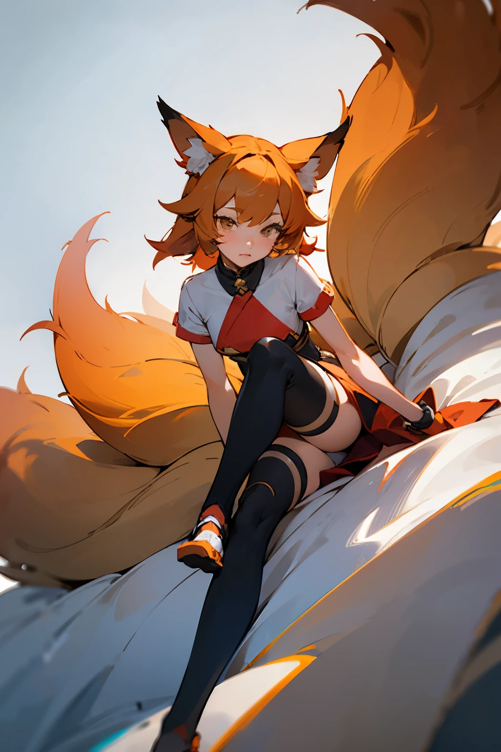 ((best quality)), ((masterpiece)), (detailed), Foxgirl, fullbody, thigh highs
