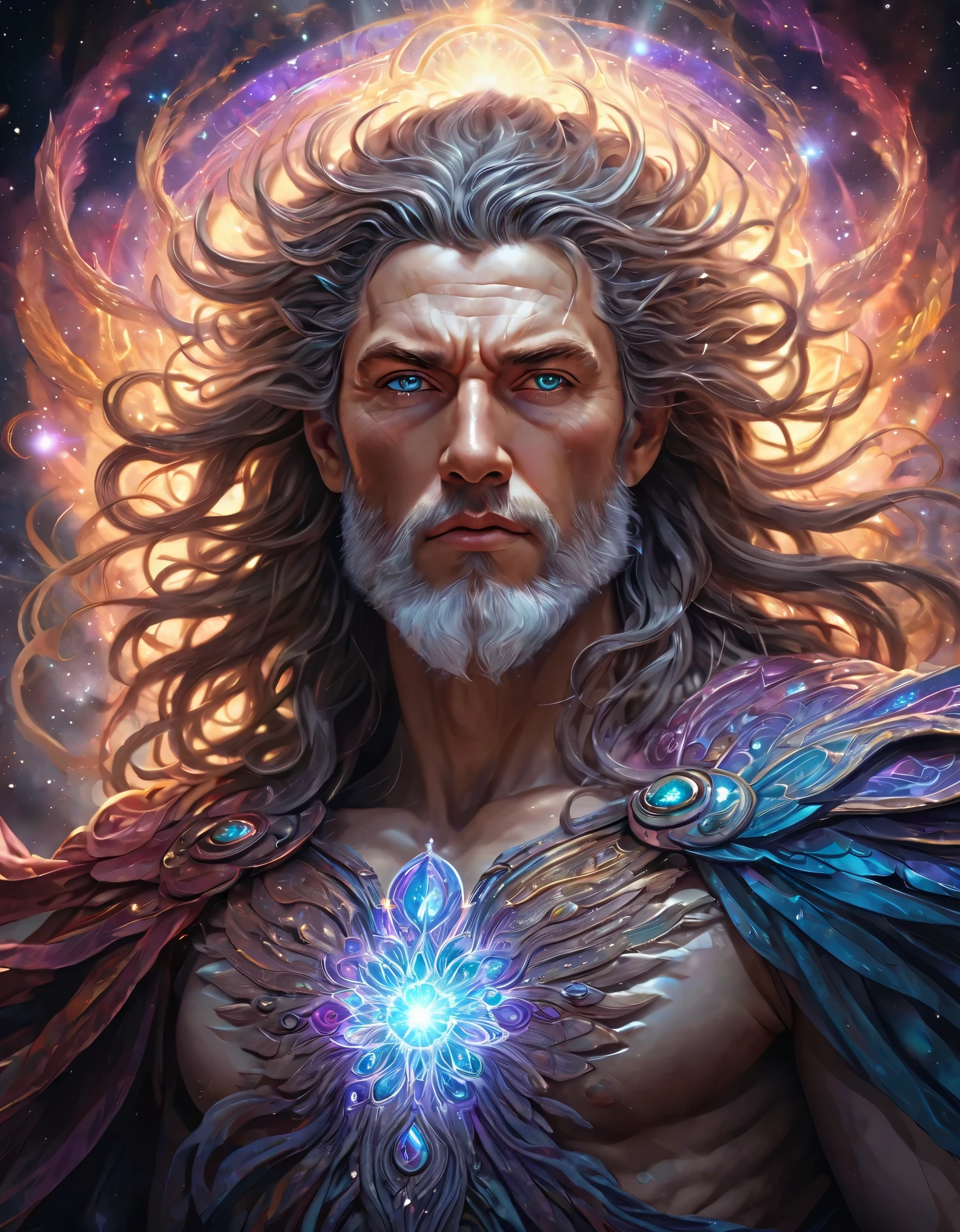 guts, metatron, splendid, magnificent, digital painting, realistic style, detailed textures, vibrant colors, dynamic lighting, high-contrast, ultra-detailed, powerful presence, intense eyes, flowing hair, intricate design, divine aura, ethereal atmosphere, intricate patterns, awe-inspiring, grandeur, heavenly, otherworldly, majestic, celestial, mystical, cosmic energy