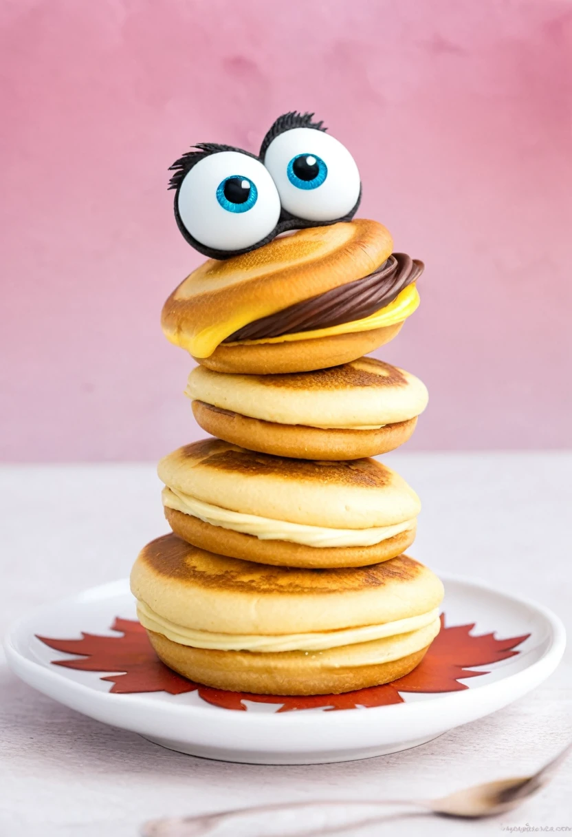 Rana hecha de panqueques con maple al estilo Disney pixar