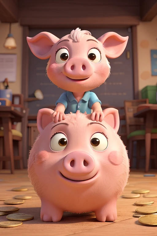 saving money in piggy bank cartoon