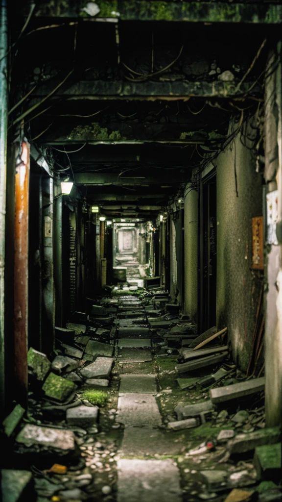 Underground street,moss,Collapse,Devastation,Inside the ruins,narrow-minded,Showa,Glasses,Women,adventure,Black and White,