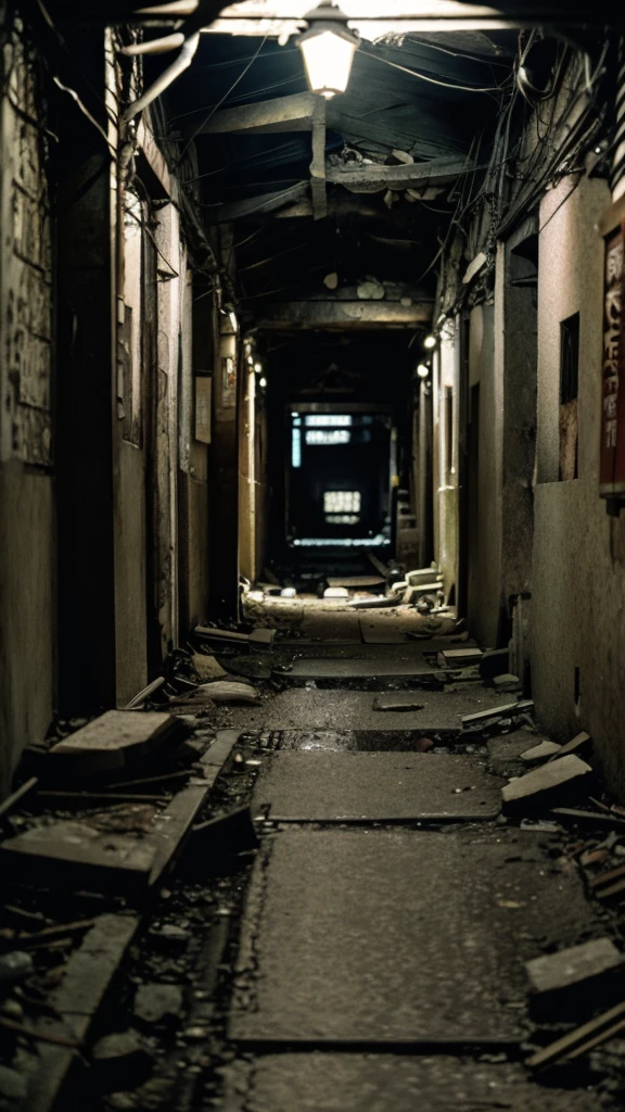 Underground street,Collapse,Devastation,Inside the ruins,narrow-minded,Showa,Glasses,Women,adventure,Black and White,
