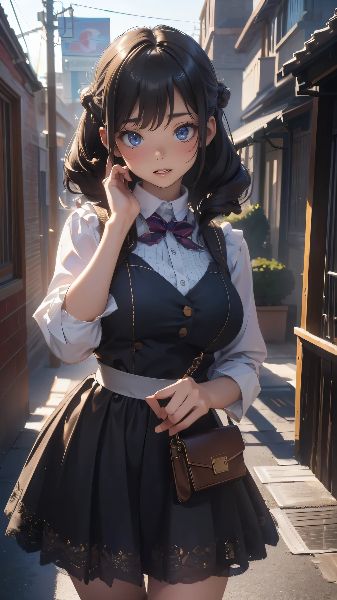 looking at viewer,high school girl,leaning forward,(random Lively pose),(Thin type),(large breasts),(random hairstyle),(Highest image quality, (8K), Ultra-realistic, Best Quality, High quality, High Definition, high quality texture, high detailing, Beautiful detailed, fine detailed, extremely details CG, Detailed texture, realistic representation of face, masterpiece, presence)