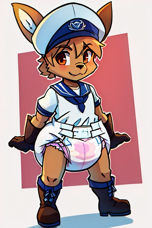 boy, deer, furry, bodyfur, sailor suit, diaper, gloves, boots