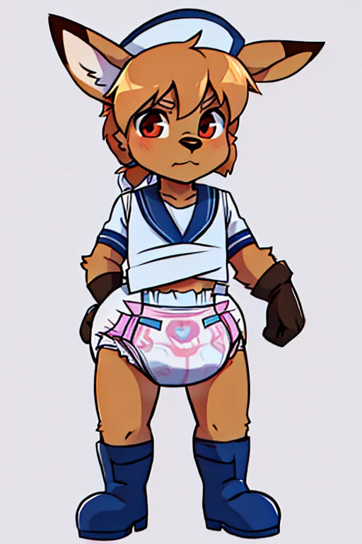 boy, kangaroo, furry, bodyfur, sailor suit, diaper, gloves, boots