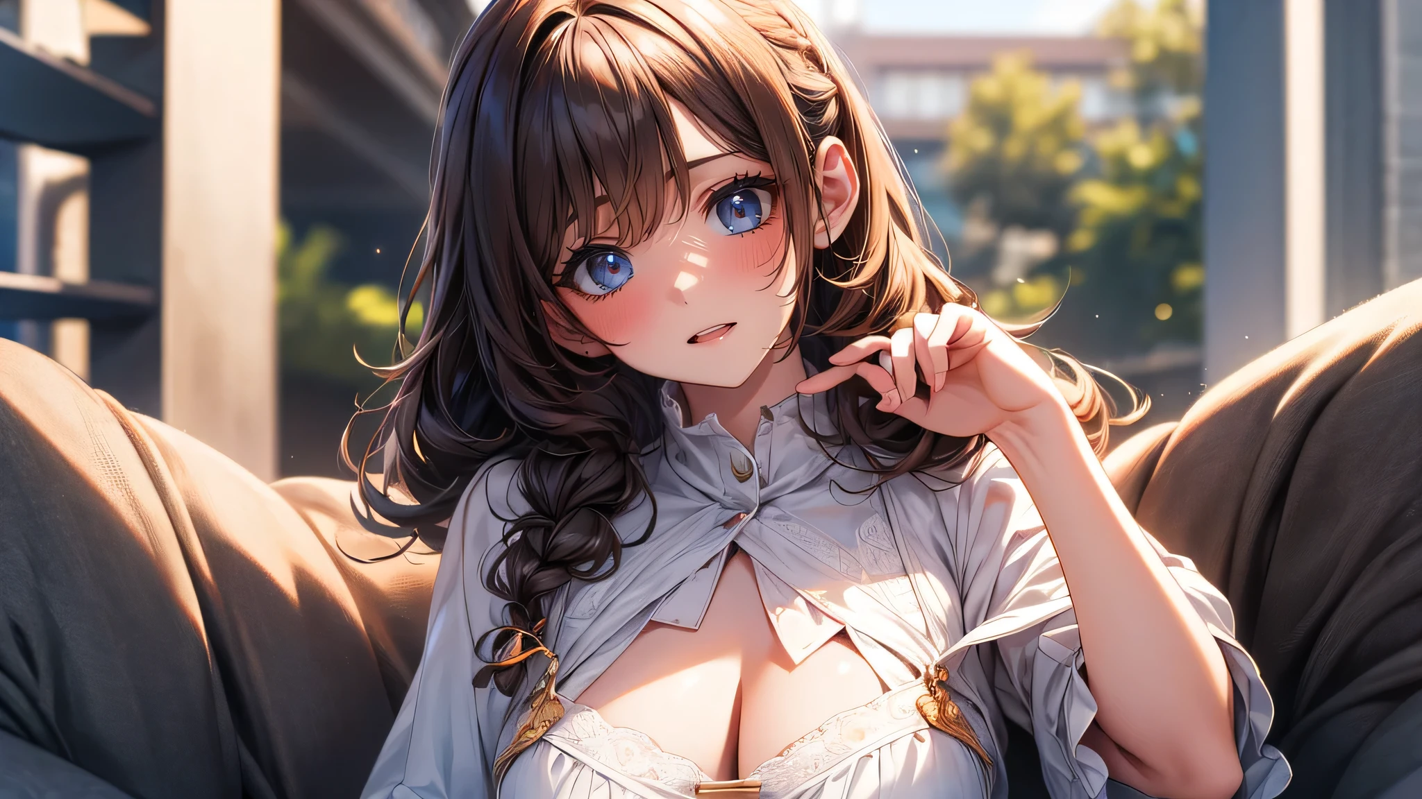 looking at viewer,high school girl,leaning forward,(random cute clothes),(random Lively pose),(Thin type),(large breasts),(random hairstyle),(Highest image quality, (8K), Ultra-realistic, Best Quality, High quality, High Definition, high quality texture, high detailing, Beautiful detailed, fine detailed, extremely details CG, Detailed texture, realistic representation of face, masterpiece, presence)