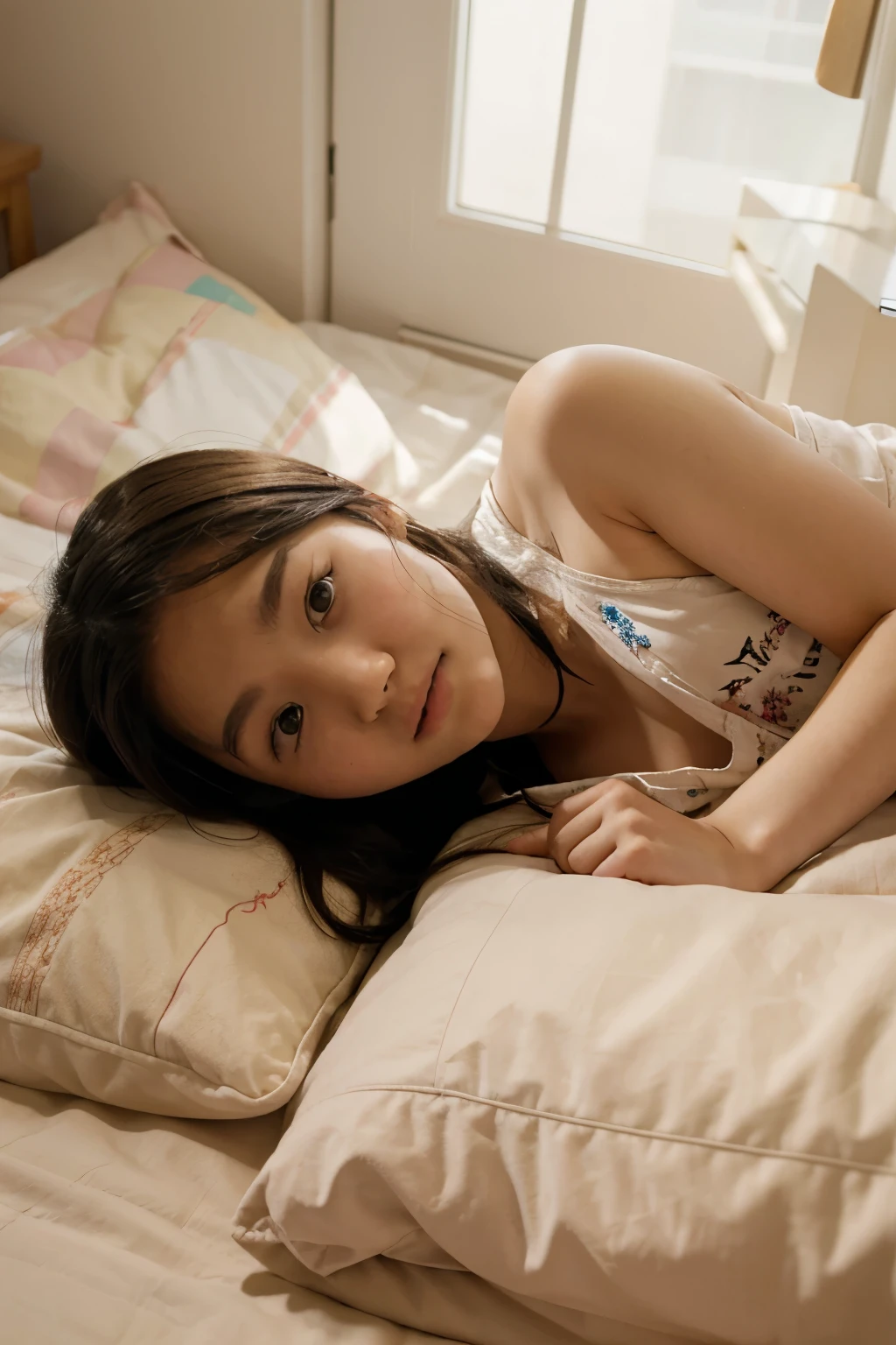 Japanese, girl, cuteness, , Elementary s, house management, bed, lying down