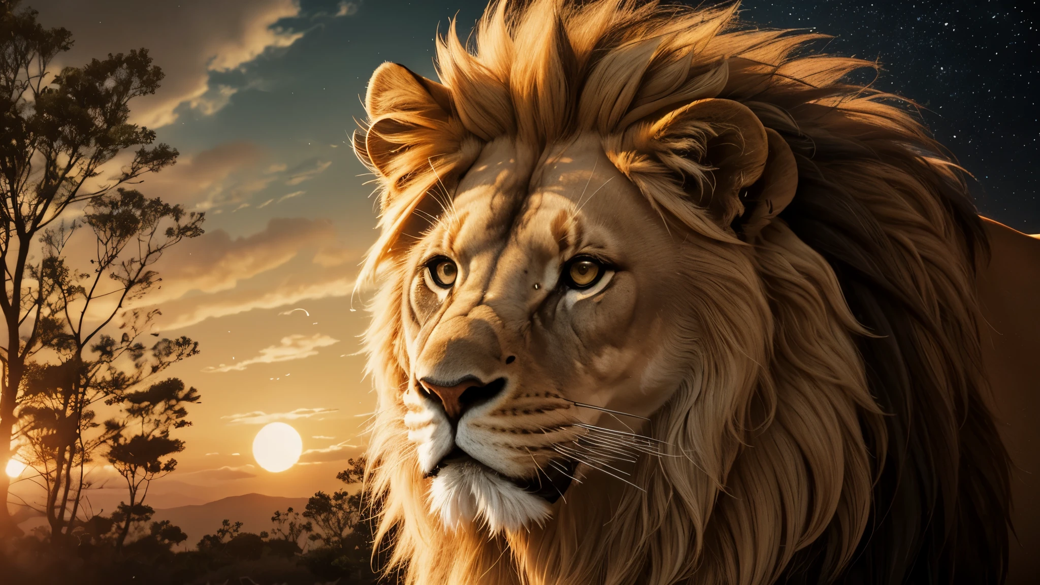 Lion, Divine Lion, naturais, Natureza, Natureza, Linda, renderizado, fotorrealista, UltraHD, 4k, texturasdetalhadas, thunders, sombras detalhadas, cores detalhadas, por do sol, sol se pondo, Sunset, Natureza Linda, Great Divine, por do sol, contraste detalhado, contraste realista, high resolution, cores detalhadas, fogo, eletricidade, divina criatura, 8k, Detailed Realistic, 16K, 8K, HD, contraste detalhado, contraste realista, high resolution, cores detalhadas, fogo, eletricidade, divina criatura, 8k, Detailed Realistic, Elegante,