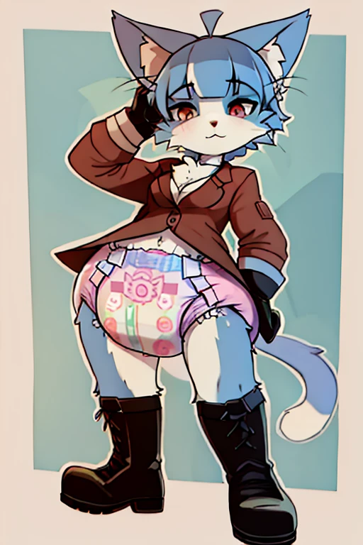 boy, cat, furry, bodyfur, blazer, diaper, gloves, boots