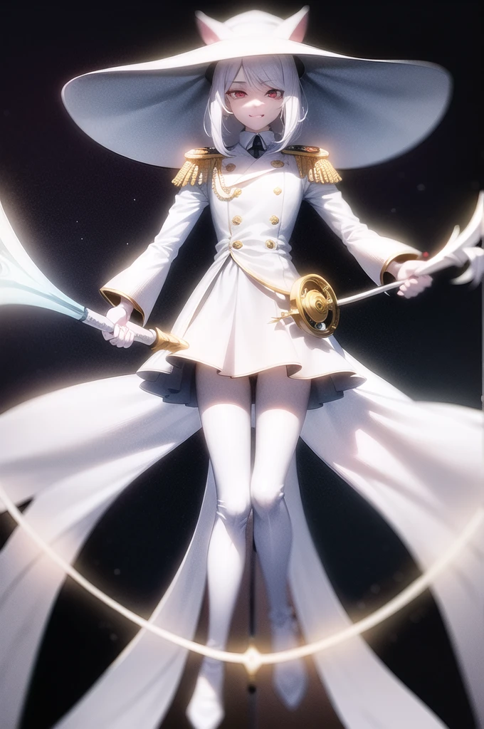 Maetel from Galaxy Express 999 wearing a white fur Russian hat and a white fur hooded long coat with black trim.