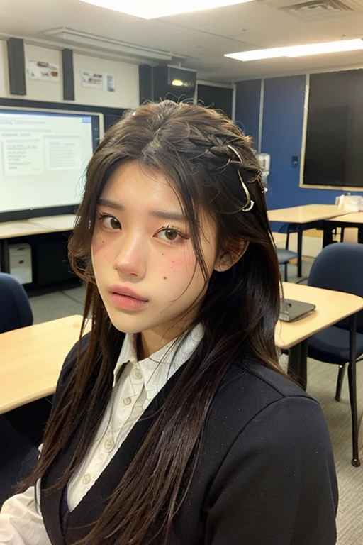 office uniform, Great lighting, Cinema Lighting, (Bustling Korean Town),
((SFW)), (highest quality, masterpiece:1.4), Absurd, Ultra-high-definition CG, 8k, High resolution, Beautiful Face, Detailed face, One girl, alone ,Braiding, Toned Up, Shiny skin, Tilt your head, still, bloom, Particles of light, Depth of written boundary,