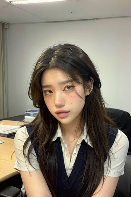 office uniform, Great lighting,  Cinema Lighting, (Bustling Korean Town),
((SFW)), (highest quality, masterpiece:1.4), Absurd, Ultra-high-definition CG, 8k, High resolution, Beautiful Face, Detailed face, One girl, alone ,Braiding, Toned Up, Shiny skin, Tilt your head, still, bloom, Particles of light, Depth of written boundary,