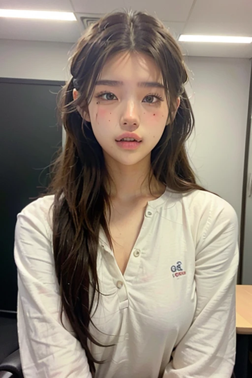 office uniform, Great lighting, Cinema Lighting, (Bustling Korean Town),
((SFW)), (highest quality, masterpiece:1.4), Absurd, Ultra-high-definition CG, 8k, High resolution, Beautiful Face, Detailed face, One girl, alone ,Braiding, Toned Up, Shiny skin, Tilt your head, still, bloom, Particles of light, Depth of written boundary,
