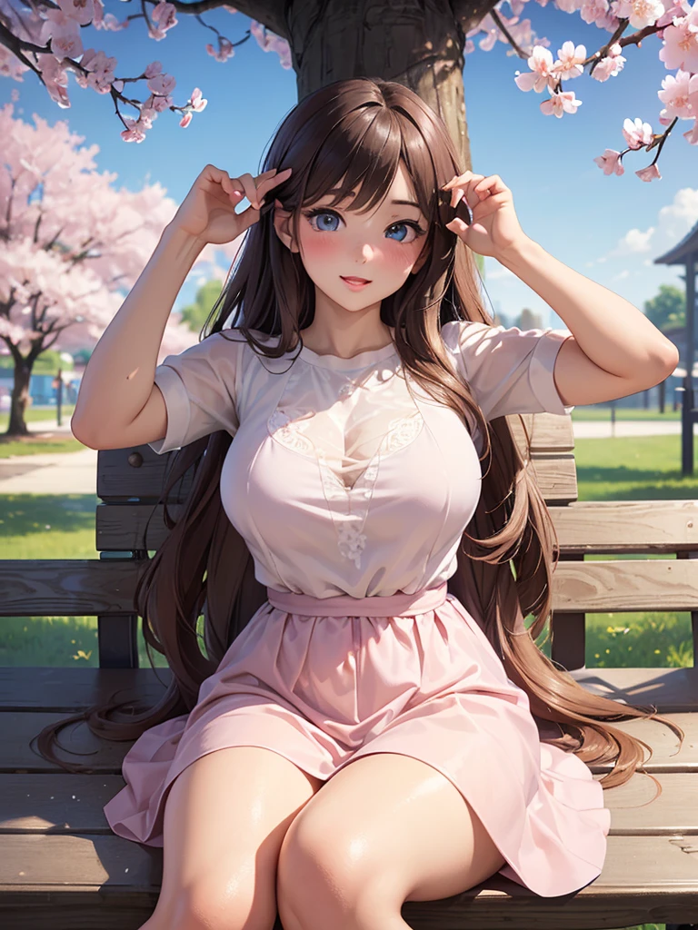 photorealistic、real、RAW photos、masterpiece ,、Best Quality、Hi-Res、、symmetry、1 girl、Skirt lift、(bow)、(Naked shirt:1.5)、、(t shirt:1.5)、(breast cleavage:1.5)、Delicate and cute、perfect face、Beautiful detailed eyes、Fair skin、Real human skin、pores、Kazue Kato、Akiko Takase、Kiyoko Suzuki、Rinko Kawaichi、Yuka Kazami、Shiori Teshirogi、Oka Yasumoto、Ayami Kojima、Takeyuki Kanda、Chiho Ajima、Aoi Ogata 、Round glasses、18 years ol、homeliness、female college student、japanes、Height 158cm,Weight 53kg,Bust 83cm(D cup),Waist 61cm,Hips 86cm、((thin leg))、medium hair、(dark black hair)、Cherry blossom background、 Sit on the stairs with M-shaped legs、I can see the blue panties. --auto --s2