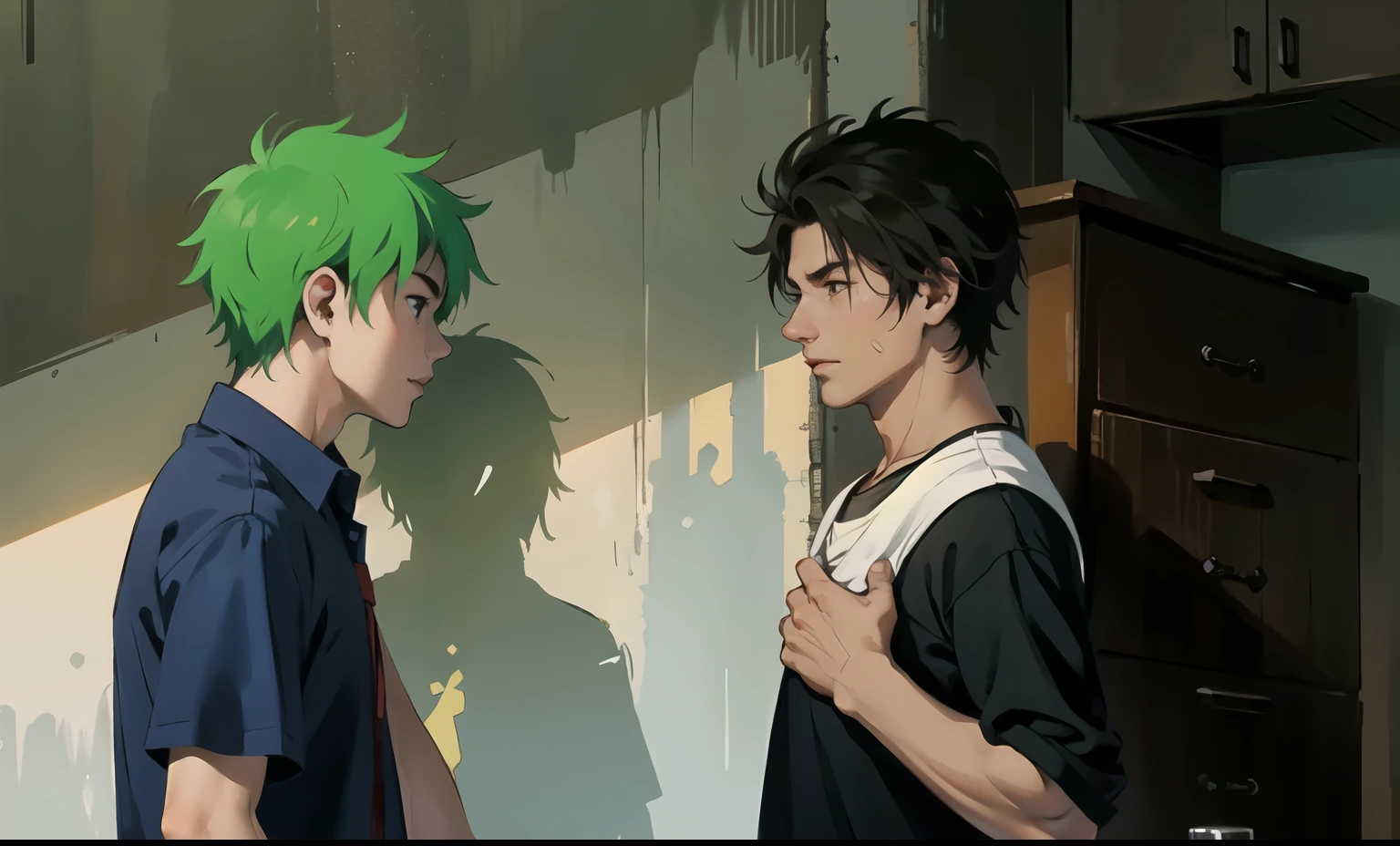 There are two sad 20-year-old men who look at each other sadly.