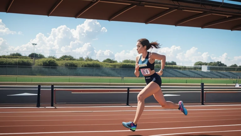 A woman running a track race