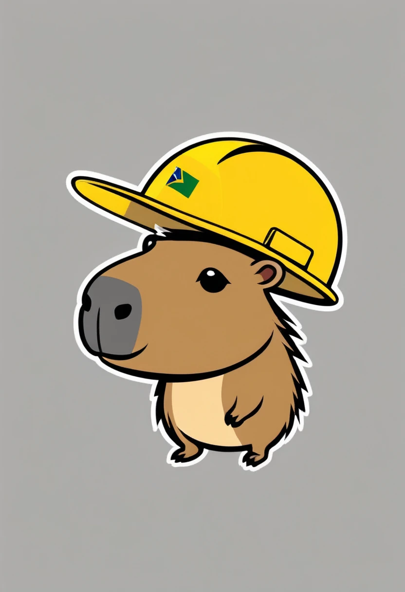 logo,logoredmaf, no-background, simple art, no details,SVG illustration, A logo of a capybara with a construction worker yellow cap, construction worker yellow cap, capybara,construction helmet,side view shot,cute animal,yellow,brazil flag on cap,Bandeira do Brazil, Brazil Flag, simple