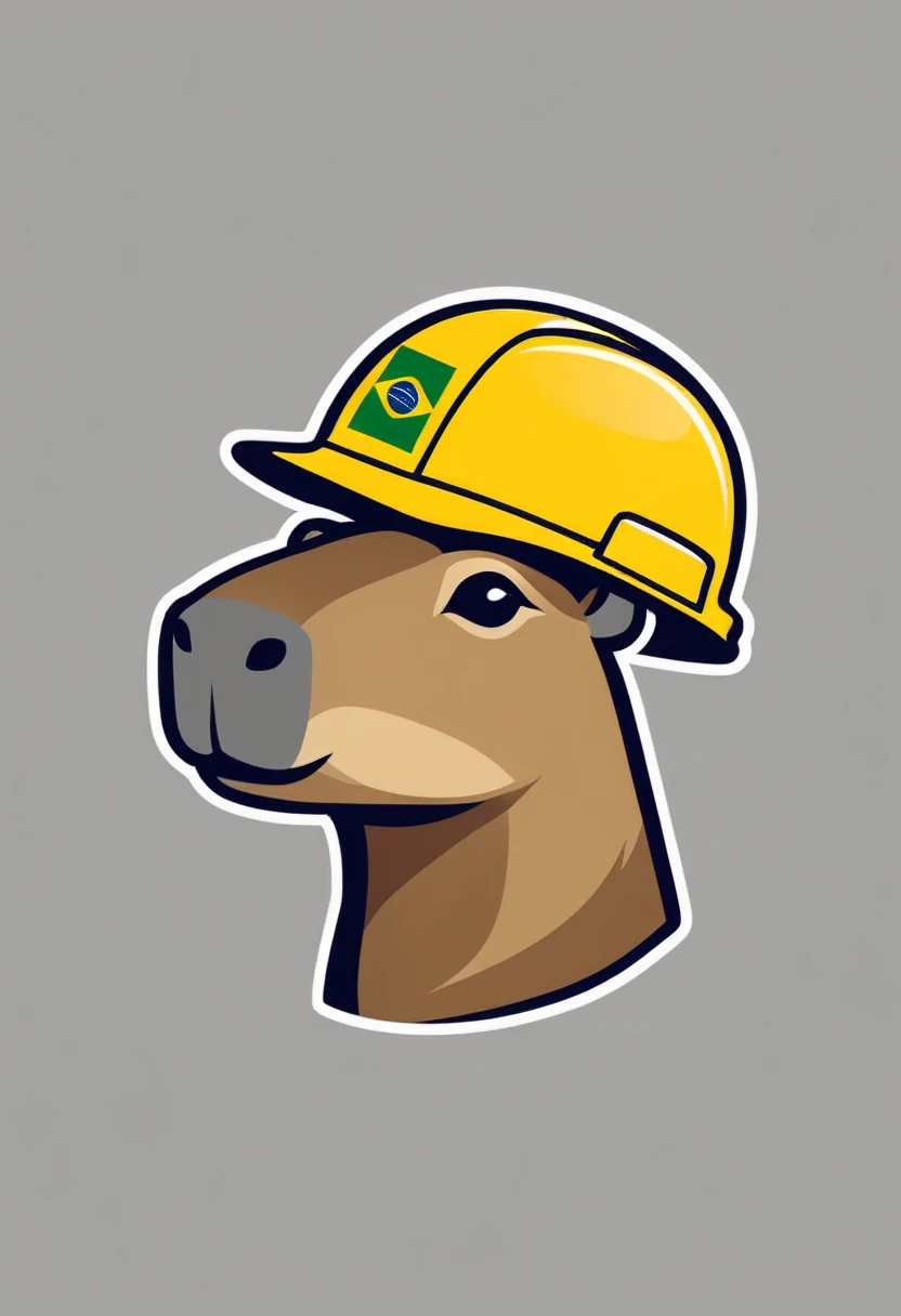 logo,logoredmaf, no-background, simple art, no details,SVG illustration, A logo of a capybara with a construction worker yellow cap, construction worker yellow cap, capybara,construction helmet,side view shot,cute animal,yellow,brazil flag on cap,Bandeira do Brazil, Brazil Flag, simple