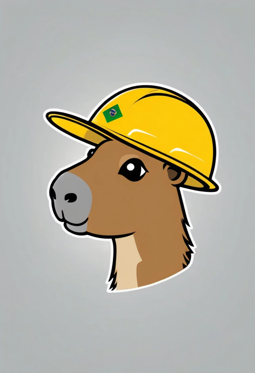 logo,logoredmaf, no-background, simple art, no details,SVG illustration, A logo of a capybara with a construction worker yellow cap, construction worker yellow cap, capybara,construction helmet,side view shot,cute animal,yellow,brazil flag on cap,Bandeira do Brazil, Brazil Flag, simple,small,little,cute,happy