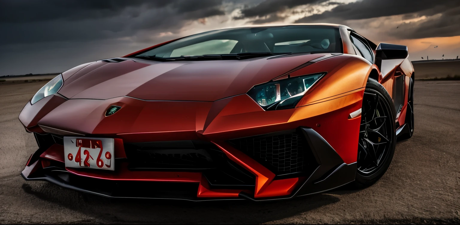 Lamborghini Aventador SVJ in dark red