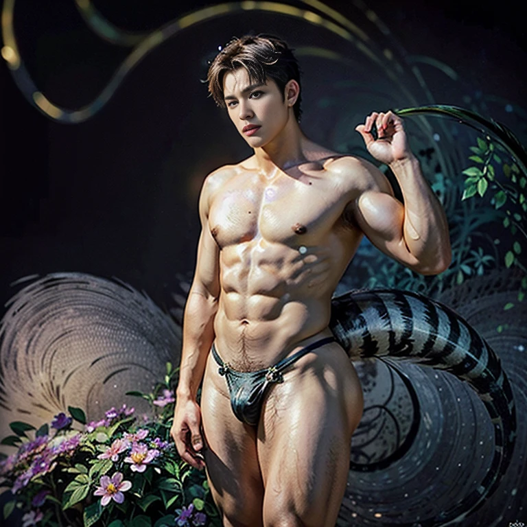(masterpiece,beautiful and aesthetic:1.2), (1boy:1.3), extremely detailed,(fractal art:1.1),(colorful:1.1)(flowers:1.3),highest detailed,(zentangle:1.2), (dynamic pose), (abstract background:1.3), (shiny skin), (many colors:1.4),(earrings), (tail of light :1.5),ivy frame, handsome man , m-shaped legs , thighs high , sexy , NSFW. Eroticism, big hips , big thighs , slutty face , slut , whore , thick thighs, thick booty. Fat buttocks , male , bare chest, thick hips , wide pelvis