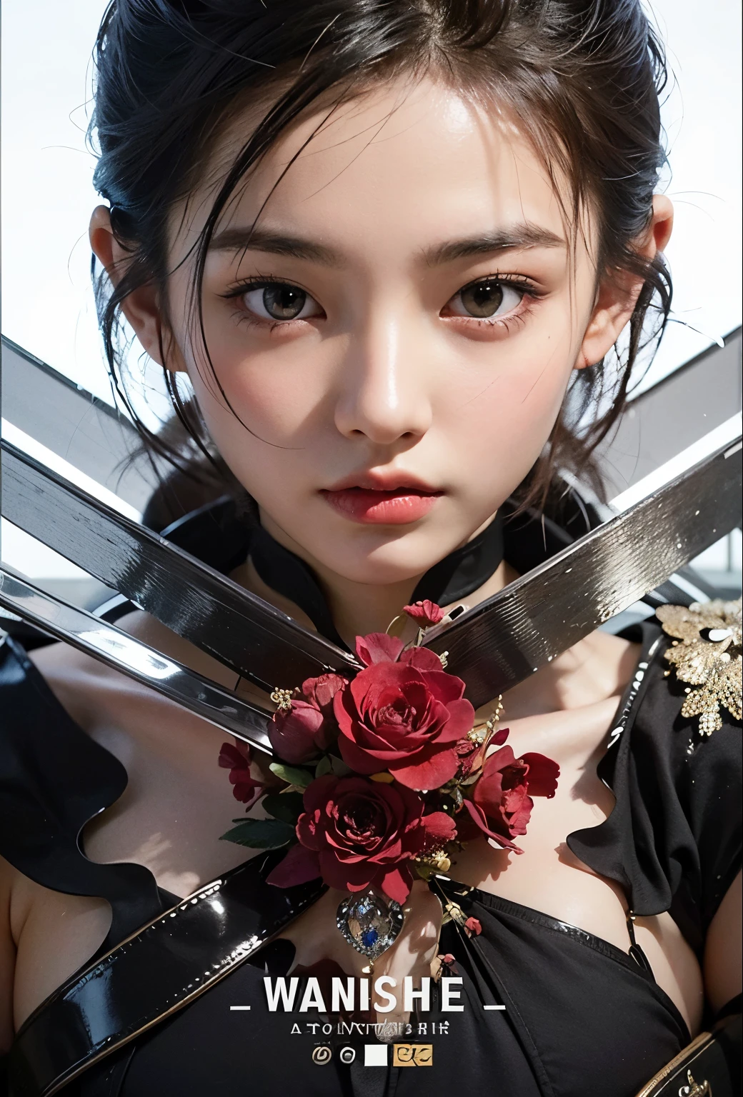(Best quality, 8k, 32k, Masterpiece, UHD:1.2) "Generate a captivating artwork featuring a young Japanese girl model with short, sleek black hair styled in a chic bob haircut. Envision her bathed in dramatic cinematic lighting, creating an atmosphere of allure and mystery. Emphasize a romantic aesthetic vibe, showcasing the model in a poised and elegant pose that evokes a sense of intimacy and sophistication. Utilize warm and soft tones to enhance the romantic ambiance, and consider incorporating elements like flowing fabrics or flowers to add a touch of ethereal beauty. Capture the essence of romance and beauty through the model's expression, the play of light and shadows, and the overall aesthetic, creating a visually compelling and emotionally resonant piece." (perfect eyes), flawless skin, flawless face, cinematic, tight body, ((well-proportion female hands)), ((female hands with five digits)) ((Body is well proportioned)), ((chic bob haircut)), soft focus ((Short Black Hair)),