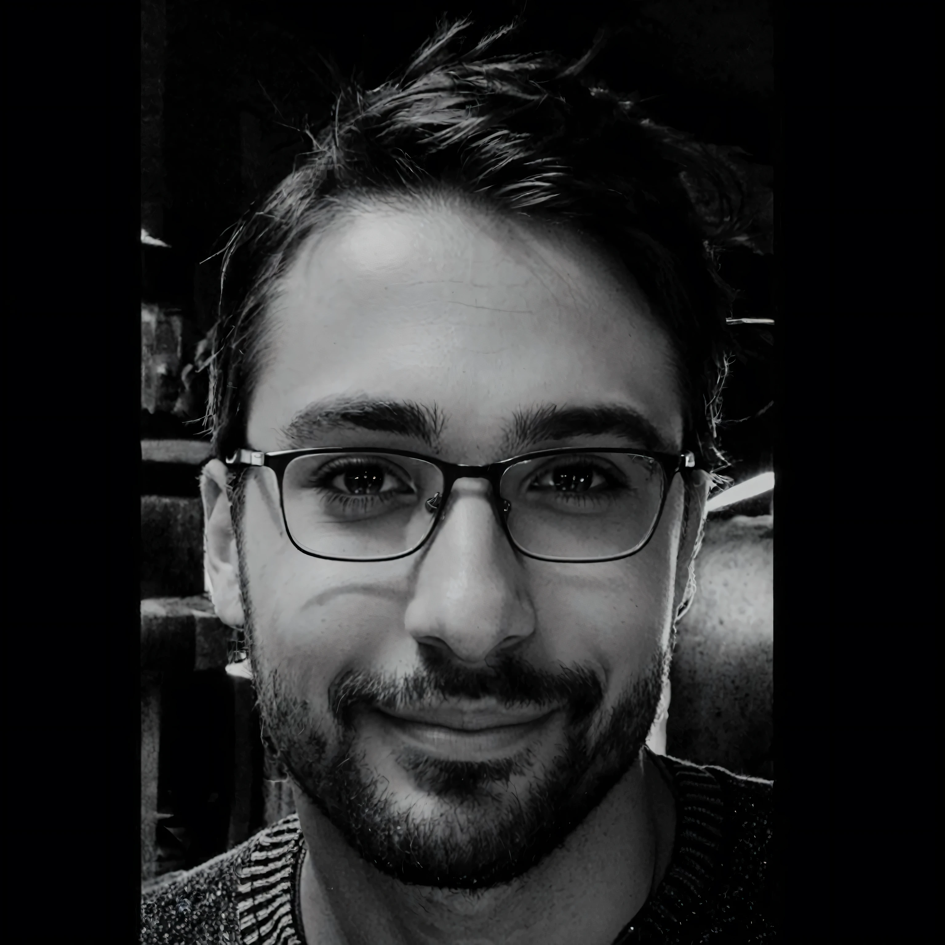 A beatiful white brazilian guy with glasses and brown hair