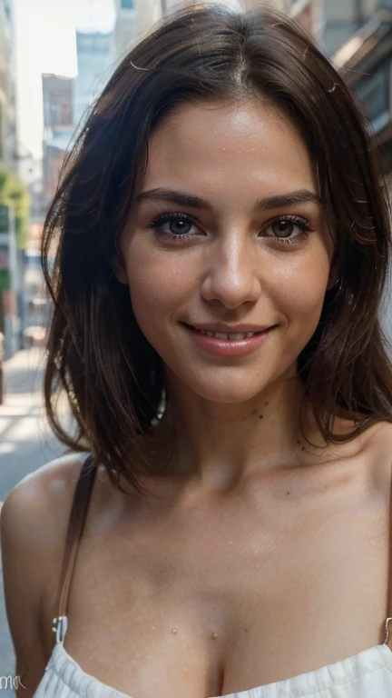 Close-up of naked vagina, Photorealistic (outdoor), city streets, new york, bright colors