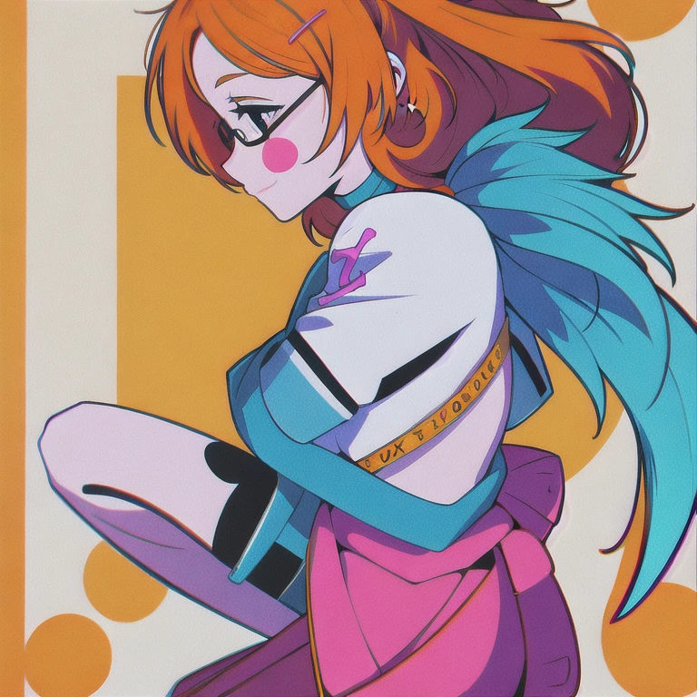 1girl, solo, circle bg