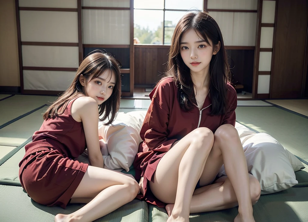 ((Backwards:1.8, Butt facing the camera:1.8, Japanese-style room in a ryokan:1.8, Sleeping on a futon:1.5)), ((13 years old)),((Tracksuits:1.8, barefoot:1.5)), (smile:1.5), Erect nipples, 1 girl, alone, 7 Head to Body, Ideal body proportions, Black Hair, With bangs, Small breasts, thin, ((Round ass)), Beautiful legs, thin脚, Surrealism, Cinema Lighting, Depth of written border, First Person View, 胸F/1.8, 155mm, Ticker, Pieces fly, Collect and organize, ((Anatomically correct:1.3)), Textured skin, Super Detail, Attention to detail, high quality, Awards, 最high quality, High resolution, 8k
