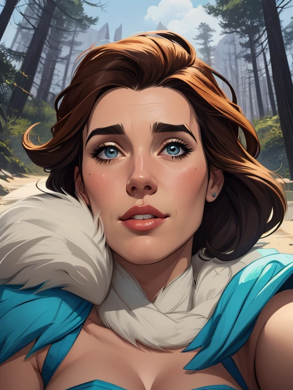 Personagem mulher estilo atompunk Fallout 4 Jennifer Connelly le com marcas de guerras Imagem de desenho animado de uma mulher .Ilustra??o estilo desenho animado, estilo de arte dos desenhos animados, estilo de arte dos desenhos animados, digital illustration style, estilo atompunk design de personagens altamente detalhado, arte digital detalhada coragem, Forest fan art, Design de personagens de retrato, beautiful digital illustration, retrato de alta qualidade, Arte em quadrinhos, mulher jovem cabelo com transas lindas . Queen Anna of ArendelleBeautiful lined eyes Medium large bust and wonderful sexy clothes. image expression of sexual desire from waist to head illustration Queen Anne of Arendelle atompunk style Fallout 4 The perspective is from below, enfatizando a majestade e o poder da Gigante."