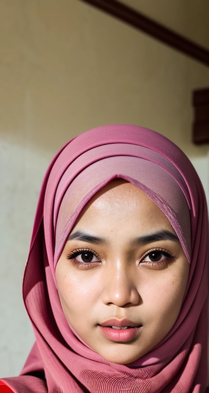 Craft an outstanding portrait that celebrates the beauty and individuality of a Malay girl in a hijab. Showcase her personality and story through creative composition and lighting. Use natural light or unique artificial lighting to add depth and character to the portrait. Pay attention to the details of her hijab, clothing, fingers and accessories, highlighting their textures and colors. Encourage the subject to express her emotions and character through her gaze and pose, creating a compelling and empowering portrait that captures her strength and uniqueness, smile, a bright day.