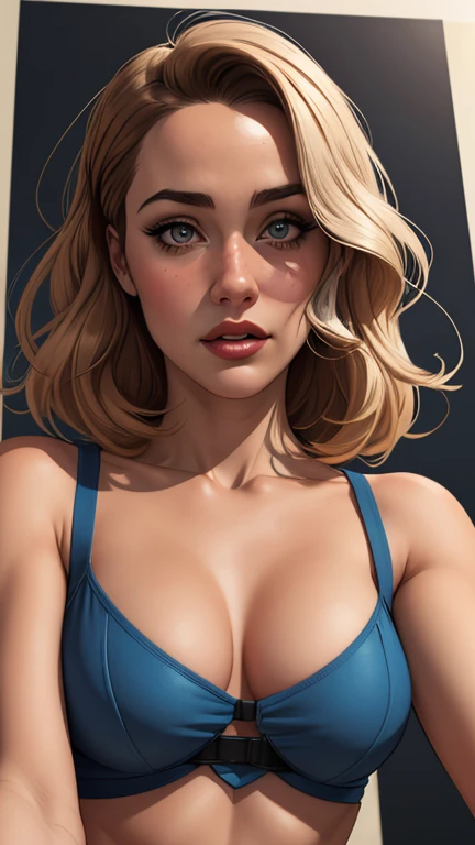 Personagem mulher estilo atompunk Fallout 4 cabelos pretos  atriz Ella Purnell com marcas de guerras Imagem de desenho animado de uma mulher .Ilustracaoo estilo desenho animado, estilo de arte dos desenhos animados, estilo de arte dos desenhos animados, digital illustration style, estilo atompunk design de personagens altamente detalhado, arte digital detalhada coragem,actress Ella Purnell Forest fan art, Design de cabelos pretos personagens de retrato, beautiful digital illustration, retrato de alta qualidade, Arte em quadrinhos, mulher jovem cabelo com transas lindas . Eyelined eyes Medium large bust and wonderful sexy clothes. image expression of sexual desire from waist to head illustration atompunk style Fallout 4 The perspective is from below, enfatizando a majestade e o poder da Gigante."atriz Ella Purnell cabelos pretos