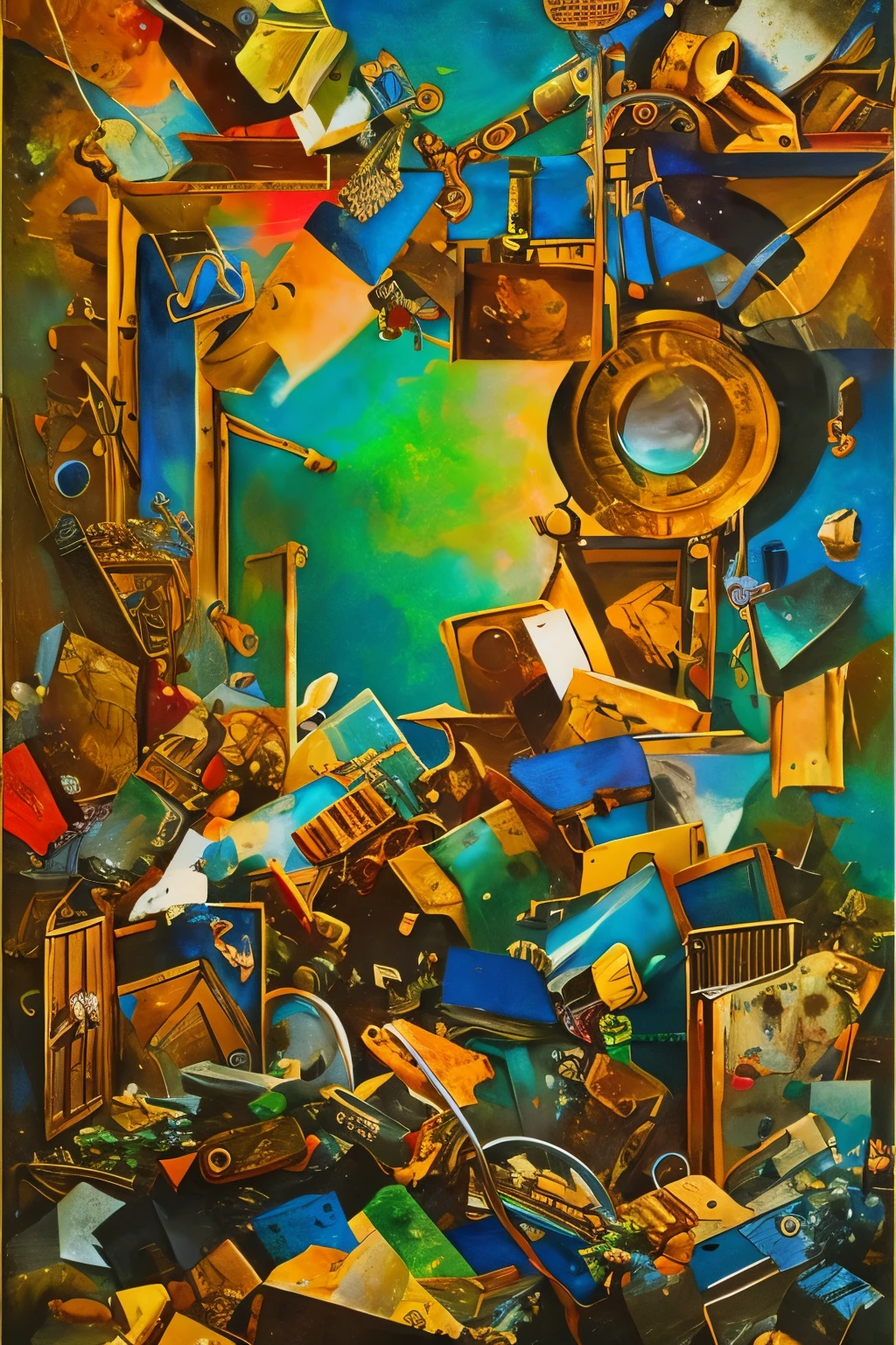 up-and-coming art work, masterpiece, cleansing, trash, gushing, noisy, herd mentality, disappear, anger, stupid mind, rusty chain picture frame