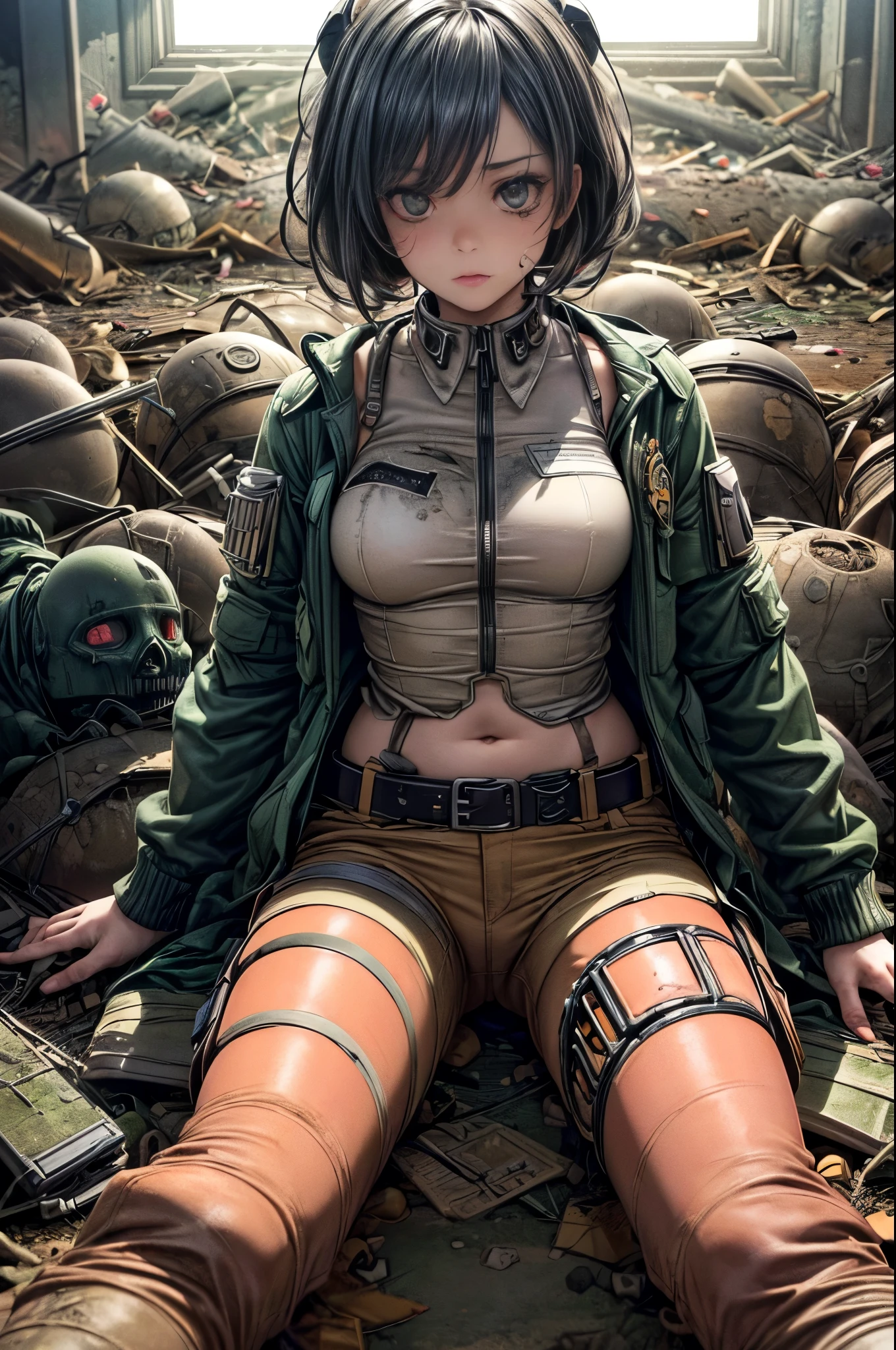 long shot, full body, ((Create a post-apocalyptic wasteland with advanced technology Creative Fabrica:1.7)), ultra detailed:1.6, cinematic, explosive, post-apocalyptic, Mad Max, punk, leather, metal, Dynamics, supreme quality, details intricate, cinematic lighting, metallic surfaces), Best possible quality, Ultra resolution 8K, Stunning illustration, best of all, Awarded, like being the best, leather jacket, pink sunglasses: 1.3, light ripped and frayed jeans, ((pink, cyan, brown, green, white colors: 1.5) ), epic desert setting: 1.5, photorealistic: 1.4, skin texture: 1.4, super masterpiece, super detailed, hyper detailed, ((night, darkness: 1.6)), 32K