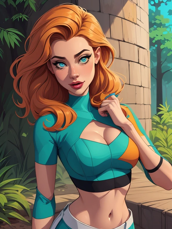 Female character in IElla Purnellstyle Cartoon style digital illustration art style cartoon picture of a woman .Ilustra??o estilo desenho animado, estilo de arte dos desenhos animados, Ella Purnellstyle Cartoon style digital illustration artgerm stylecartoon art style, digital illustration style, design de personagens altamente detalhado, arte digital detalhada coragem, Forest fan art, Design de personagens de retrato, beautiful digital illustration, retrato de alta qualidade, Arte em quadrinhos, mulher jovem cabelo com transas lindas . Beautiful lined eyes Medium large bust and wonderful sexy clothes. image expression of sexual desire from the waist to the illustration Ella Purnellstyle Cartoon style digital illustration artgerm style