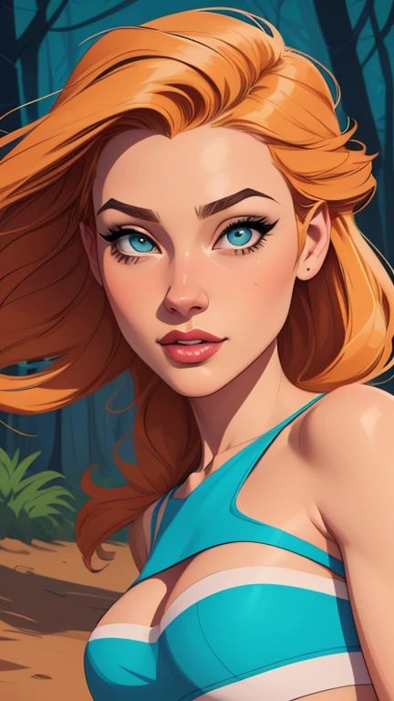 Female character in IElla Purnellstyle Cartoon style digital illustration art style cartoon picture of a woman .Ilustra??o estilo desenho animado, estilo de arte dos desenhos animados, Ella Purnellstyle Cartoon style digital illustration artgerm stylecartoon art style, digital illustration style, design de personagens altamente detalhado, arte digital detalhada coragem, Forest fan art, Design de personagens de retrato, beautiful digital illustration, retrato de alta qualidade, Arte em quadrinhos, mulher jovem cabelo com transas lindas . Beautiful lined eyes Medium large bust and wonderful sexy clothes. image expression of sexual desire from the waist to the illustration Ella Purnellstyle Cartoon style digital illustration artgerm style