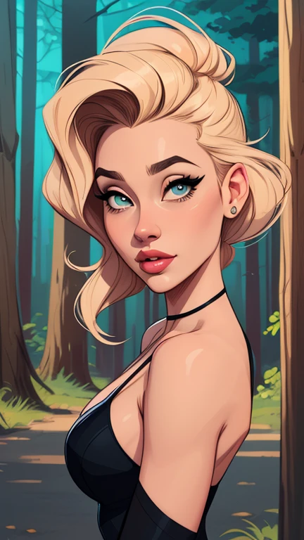 Female character in IElla Purnellstyle Cartoon style digital illustration art style cartoon picture of a woman .Ilustra??o estilo desenho animado, estilo de arte dos desenhos animados, Ella Purnellstyle Cartoon style digital illustration artgerm stylecartoon art style, digital illustration style, design de personagens altamente detalhado, arte digital detalhada coragem, Forest fan art, Design de personagens de retrato, beautiful digital illustration, retrato de alta qualidade, Arte em quadrinhos, mulher jovem cabelo com transas lindas . Beautiful lined eyes Medium large bust and wonderful sexy clothes. image expression of sexual desire from the waist to the illustration Ella Purnellstyle Cartoon style digital illustration artgerm style